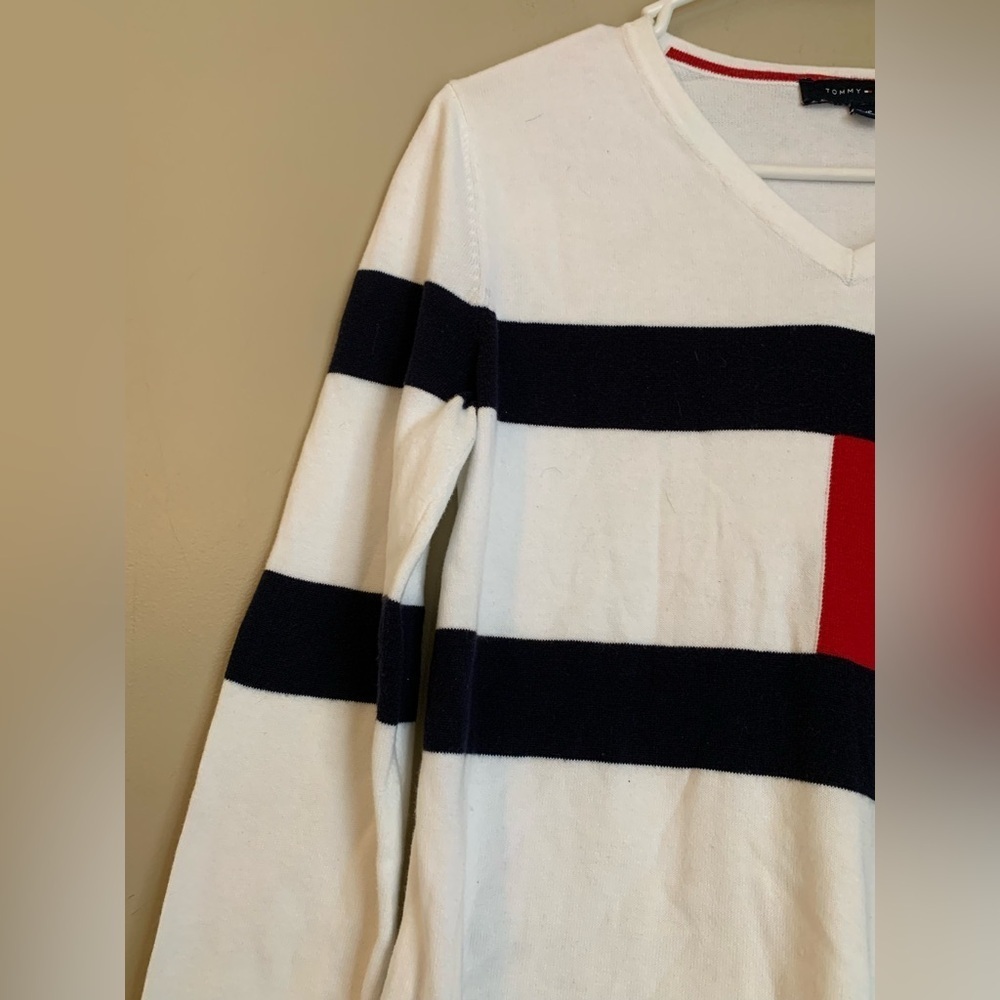 Tommy Hilfiger Light Weight sweater shirt classic flag 4th of july americana y2k - Picture 2 of 9